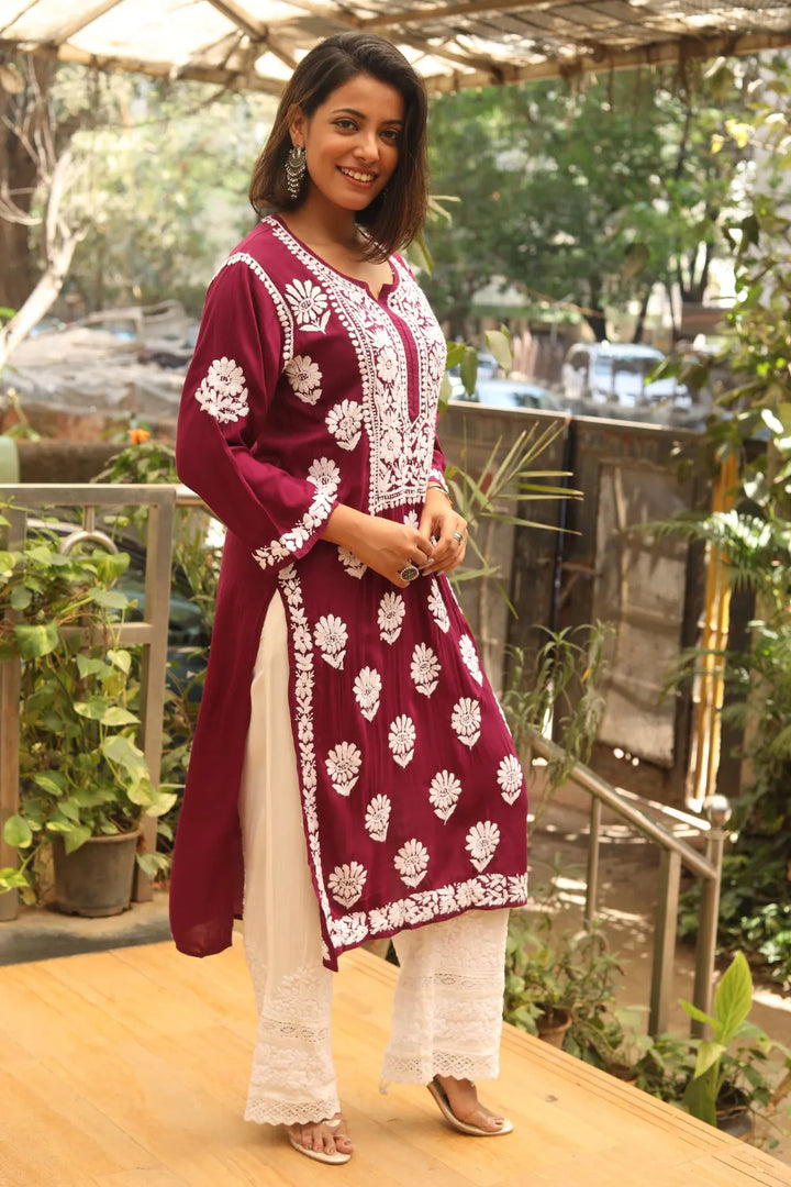 Aarohi Modal 3D Chikankari Kurti