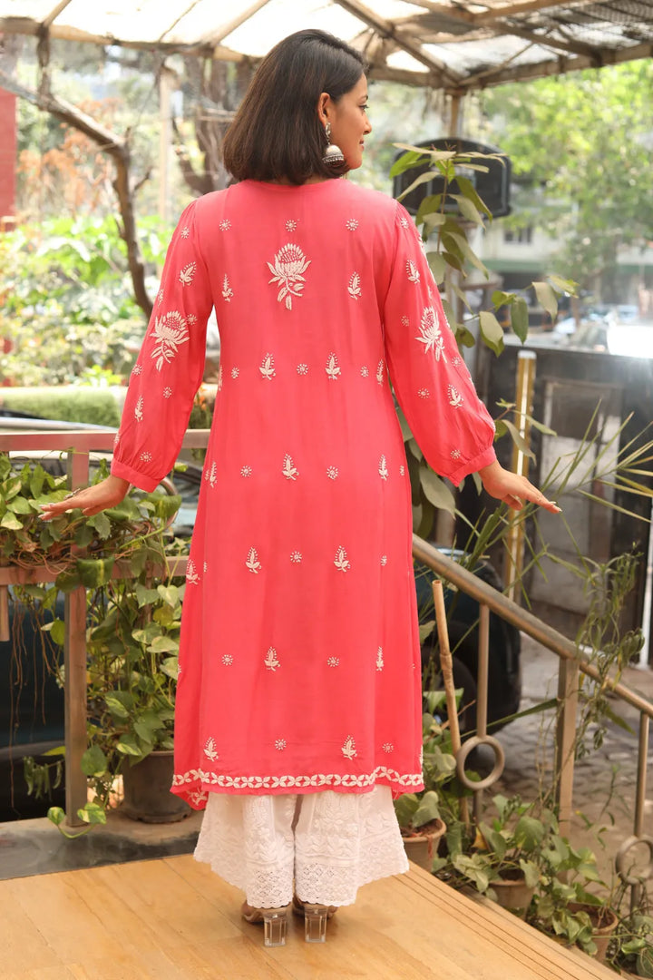 Ishani Muslin 3D Chikankari Kurti
