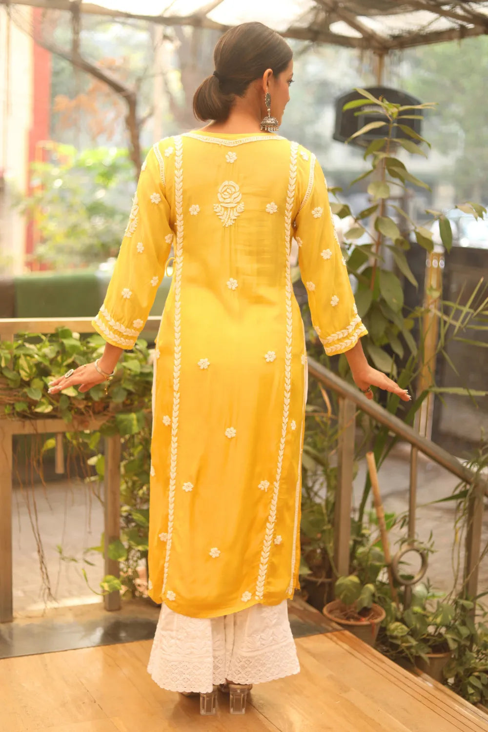 Aya Muslin 3D Chikankari Designer Angrakha Kurti