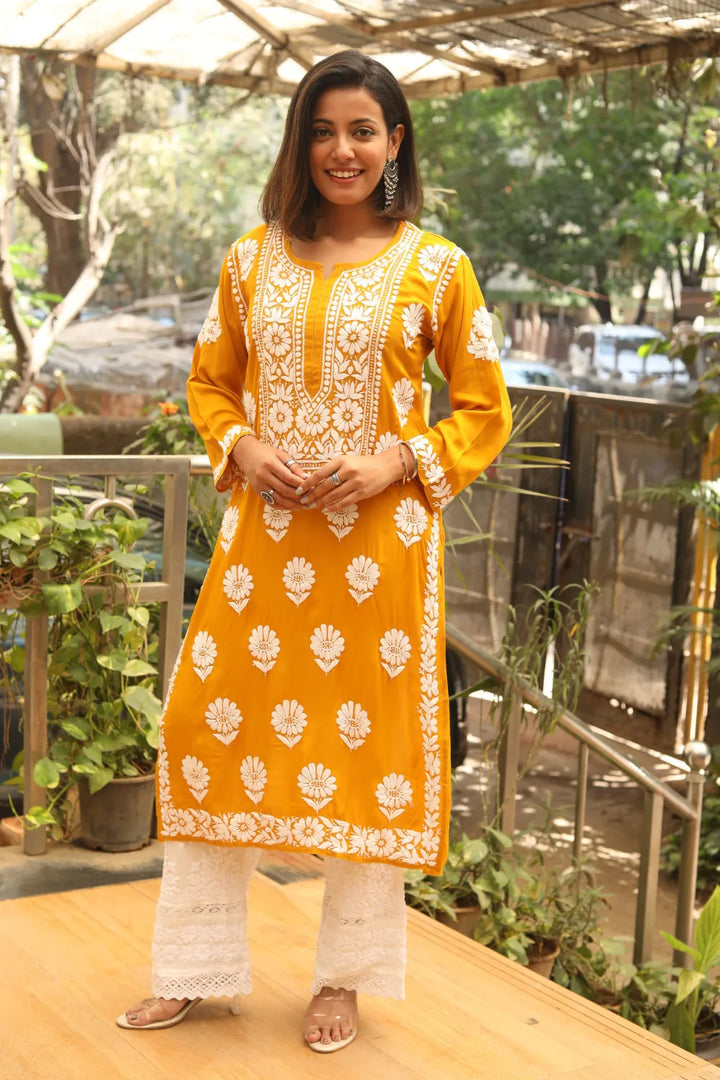 Aarohi Modal 3D Chikankari Kurti