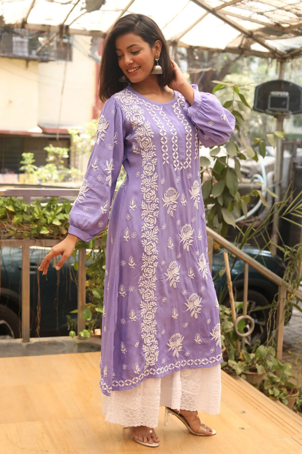 Ishani Muslin 3D Chikankari Kurti
