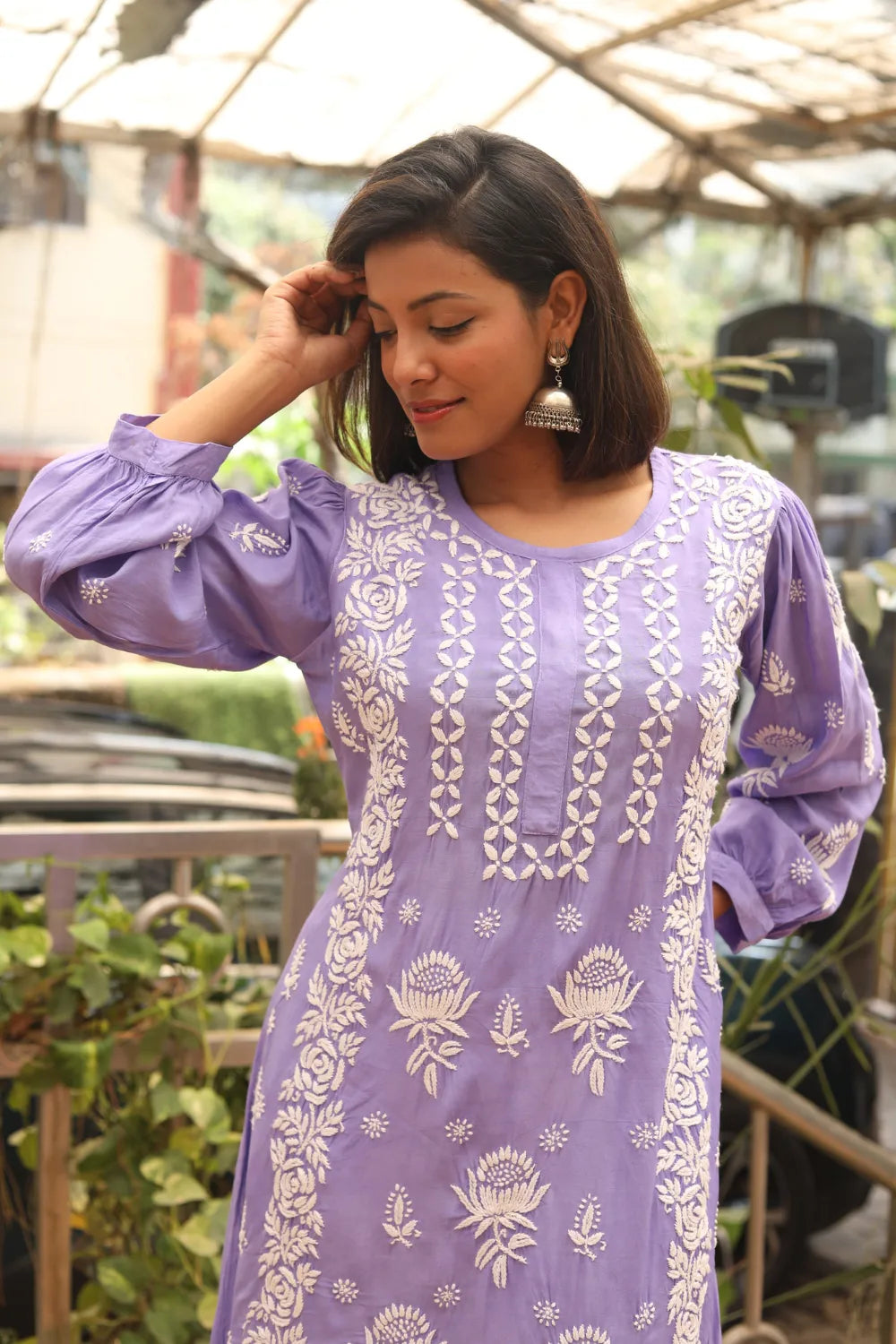 Ishani Muslin 3D Chikankari Kurti