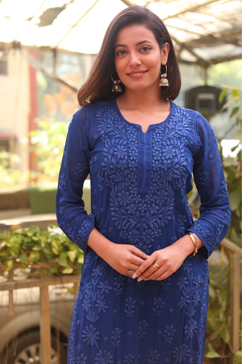 Firdous Viscose 3D Chikankari Kurti Pant Set