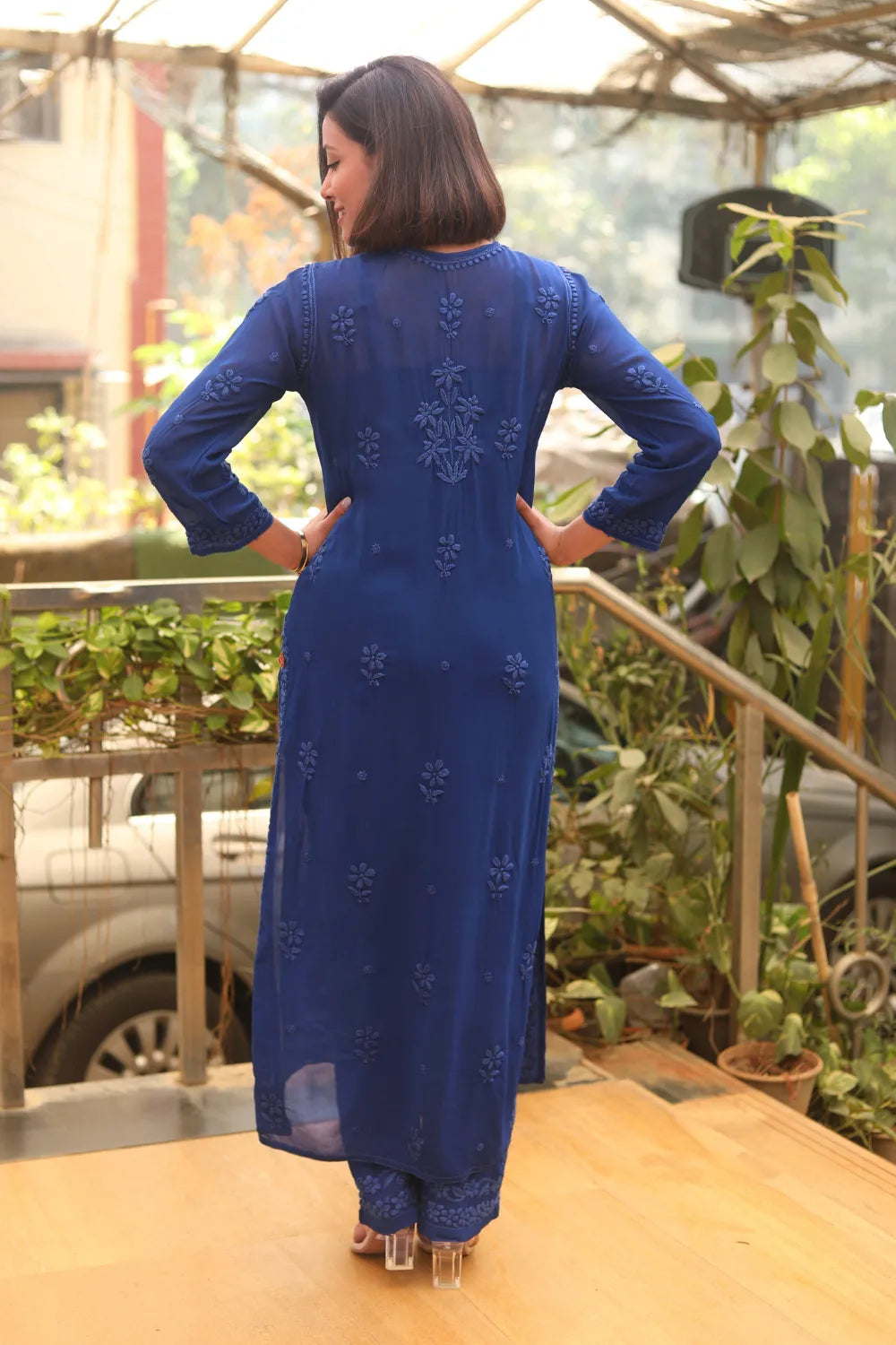 Firdous Viscose 3D Chikankari Kurti Pant Set