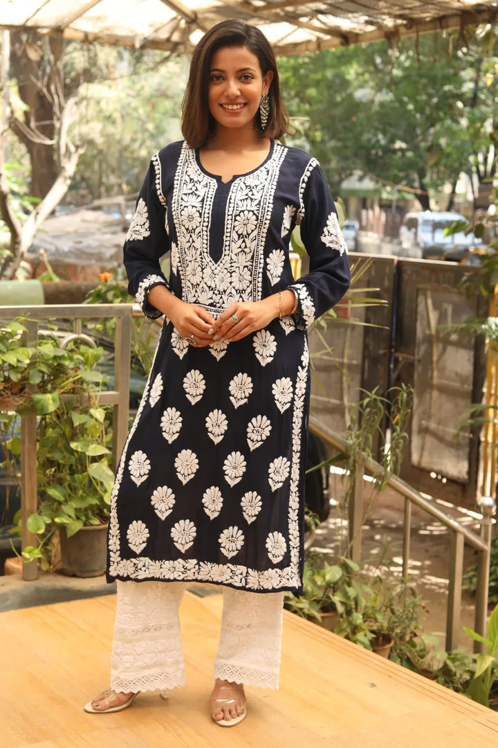 Aarohi Modal 3D Chikankari Kurti