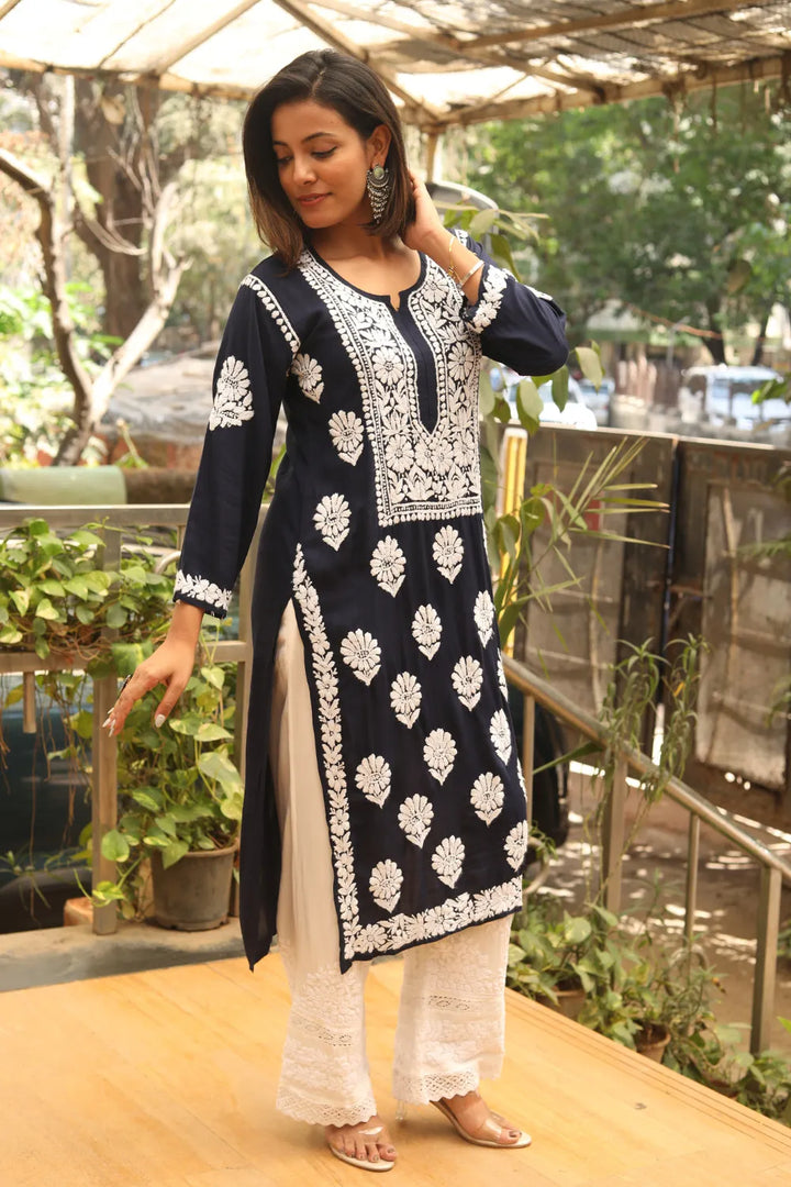 Aarohi Modal 3D Chikankari Kurti