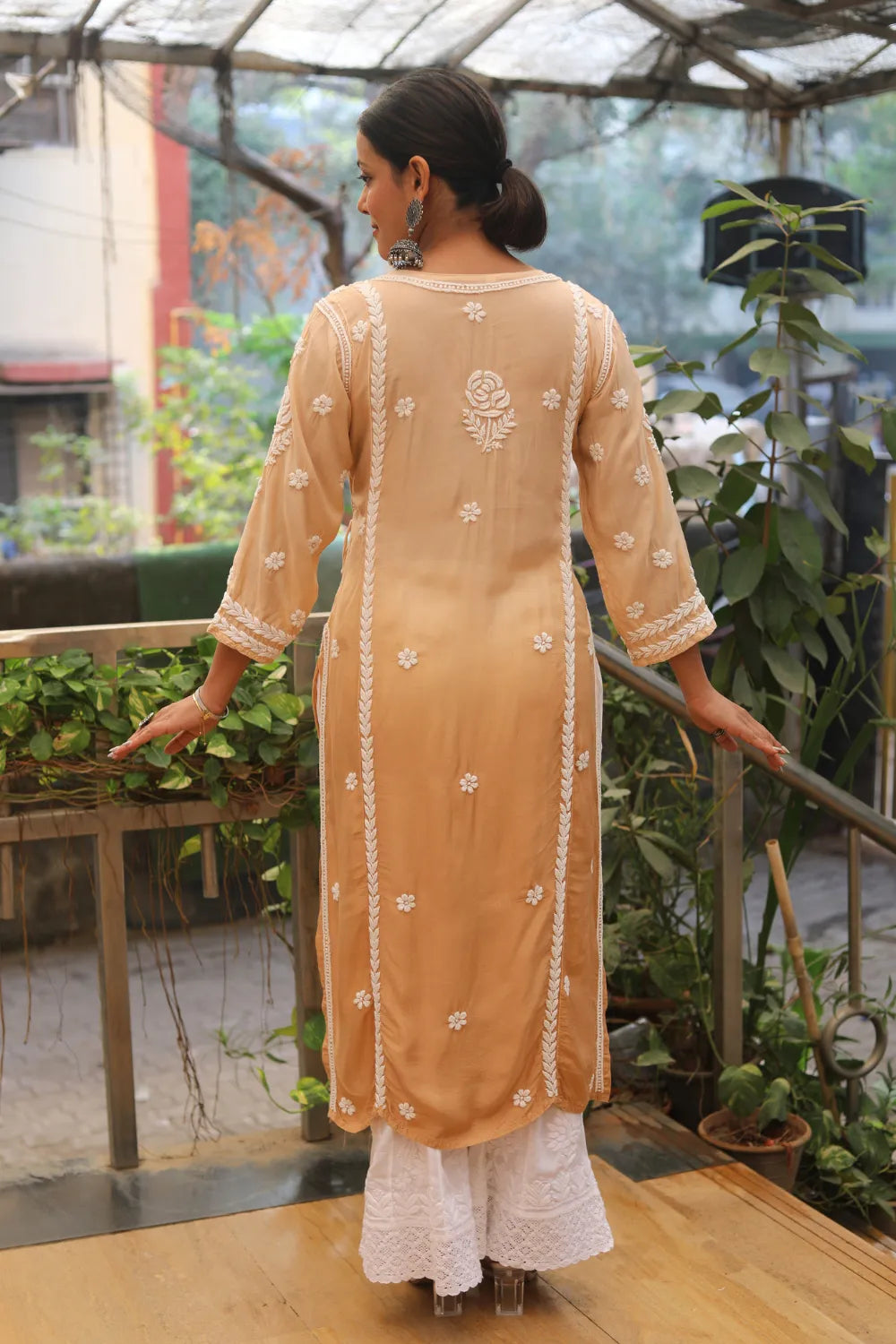 Aya Muslin 3D Chikankari Designer Angrakha Kurti
