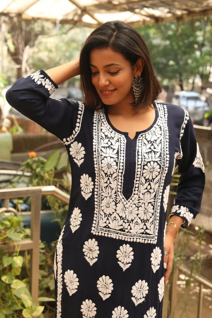 Aarohi Modal 3D Chikankari Kurti