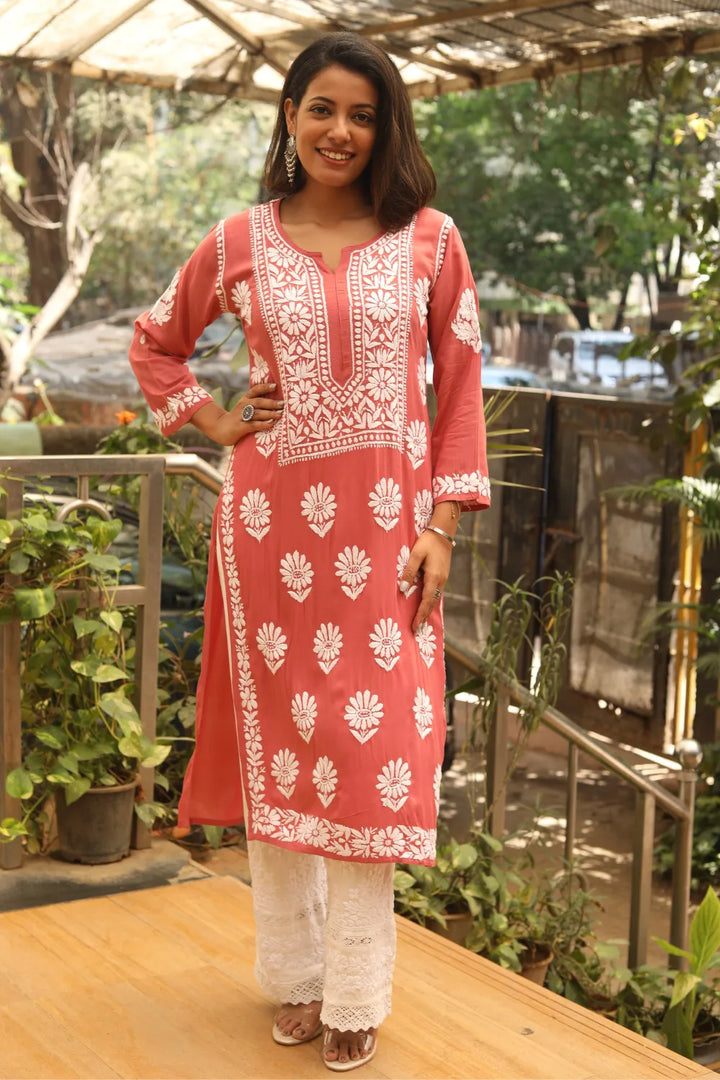 Aarohi Modal 3D Chikankari Kurti
