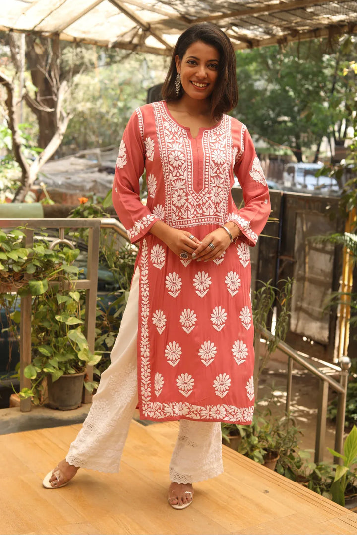 Aarohi Modal 3D Chikankari Kurti