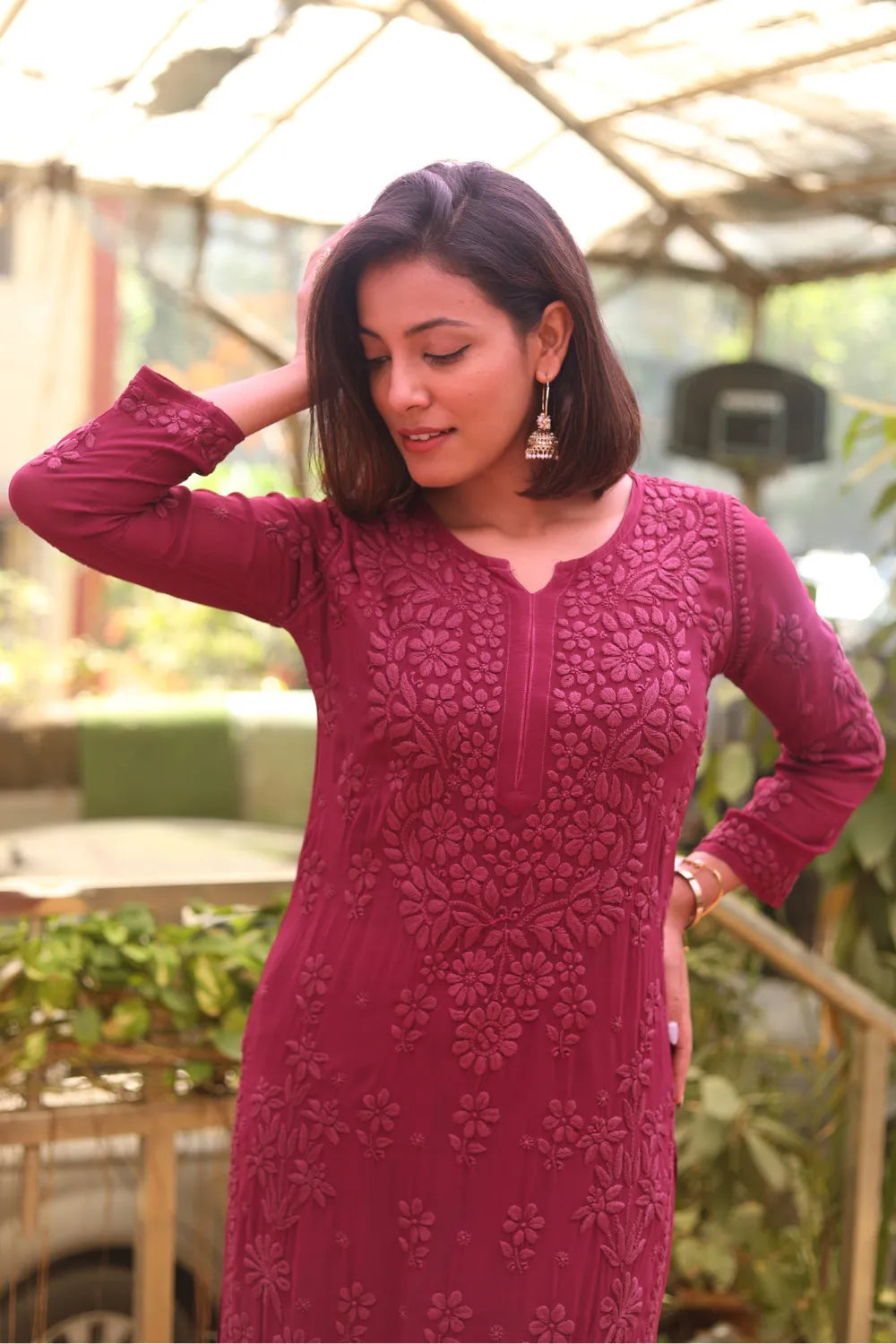 Firdous Viscose 3D Chikankari Kurti Pant Set