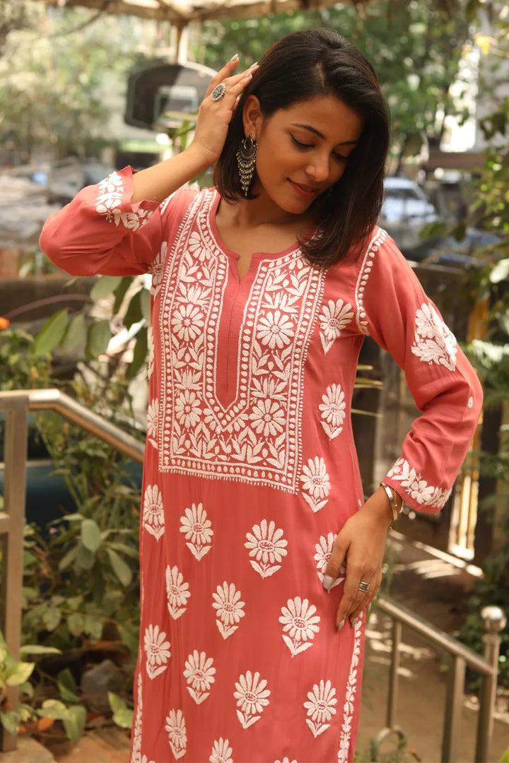 Aarohi Modal 3D Chikankari Kurti