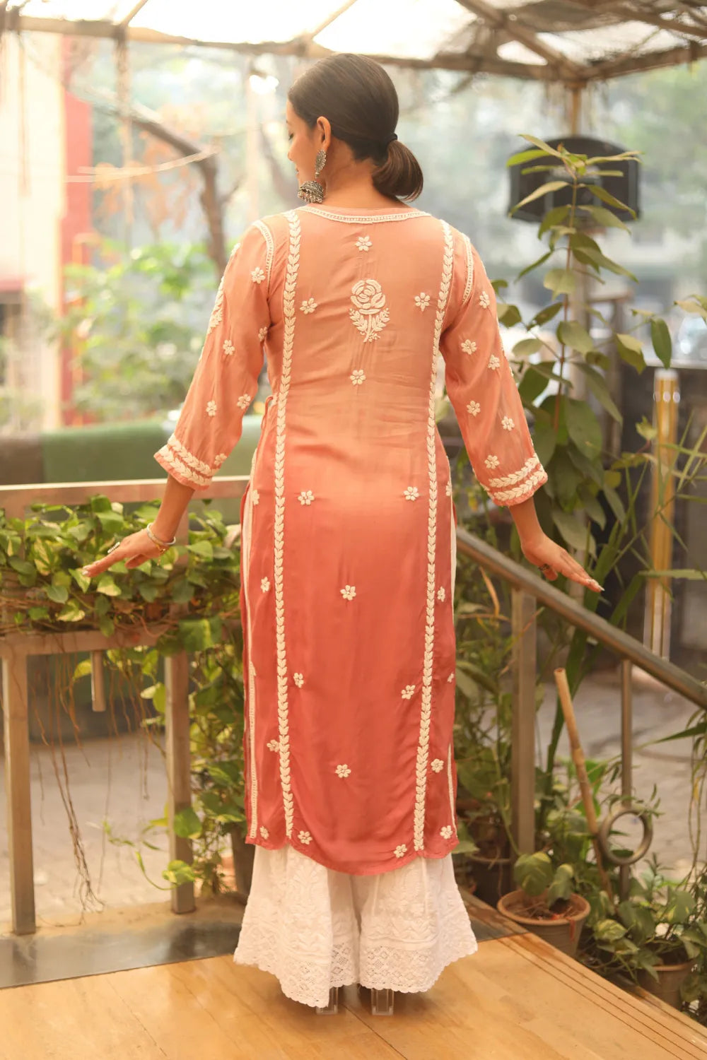 Aya Muslin 3D Chikankari Designer Angrakha Kurti