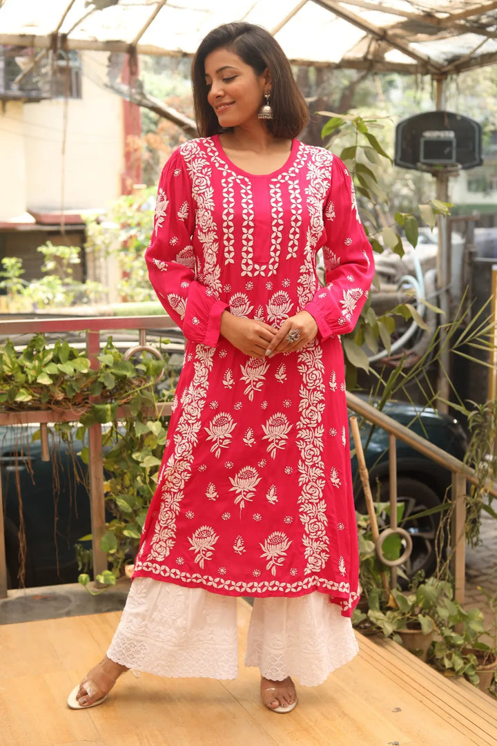 Ishani Muslin 3D Chikankari Kurti