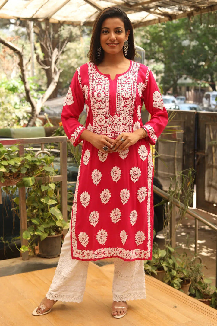 Aarohi Modal 3D Chikankari Kurti