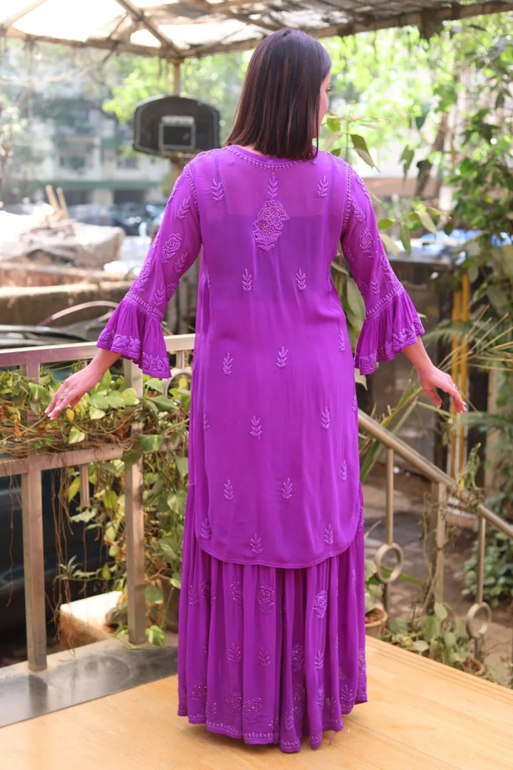 Zeenat Viscose 3D Chikankari Designer Gharara Set With Mukaish