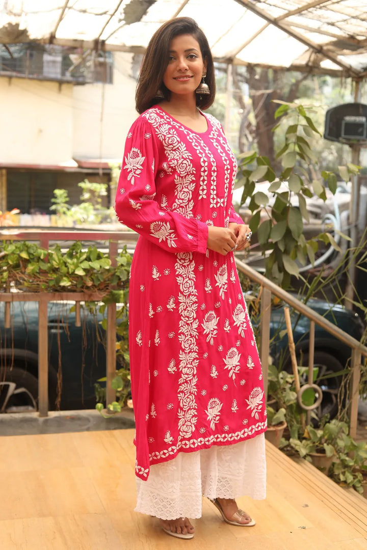 Ishani Muslin 3D Chikankari Kurti