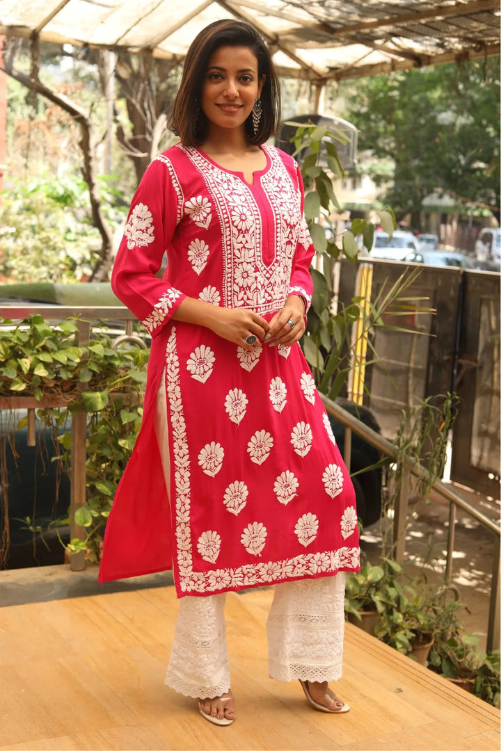 Aarohi Modal 3D Chikankari Kurti