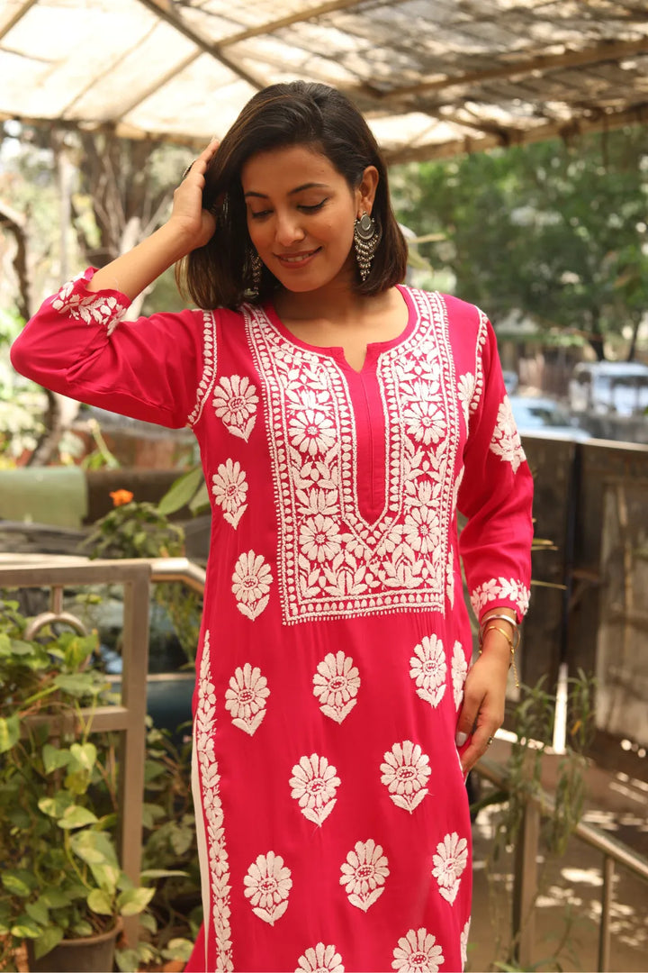 Aarohi Modal 3D Chikankari Kurti