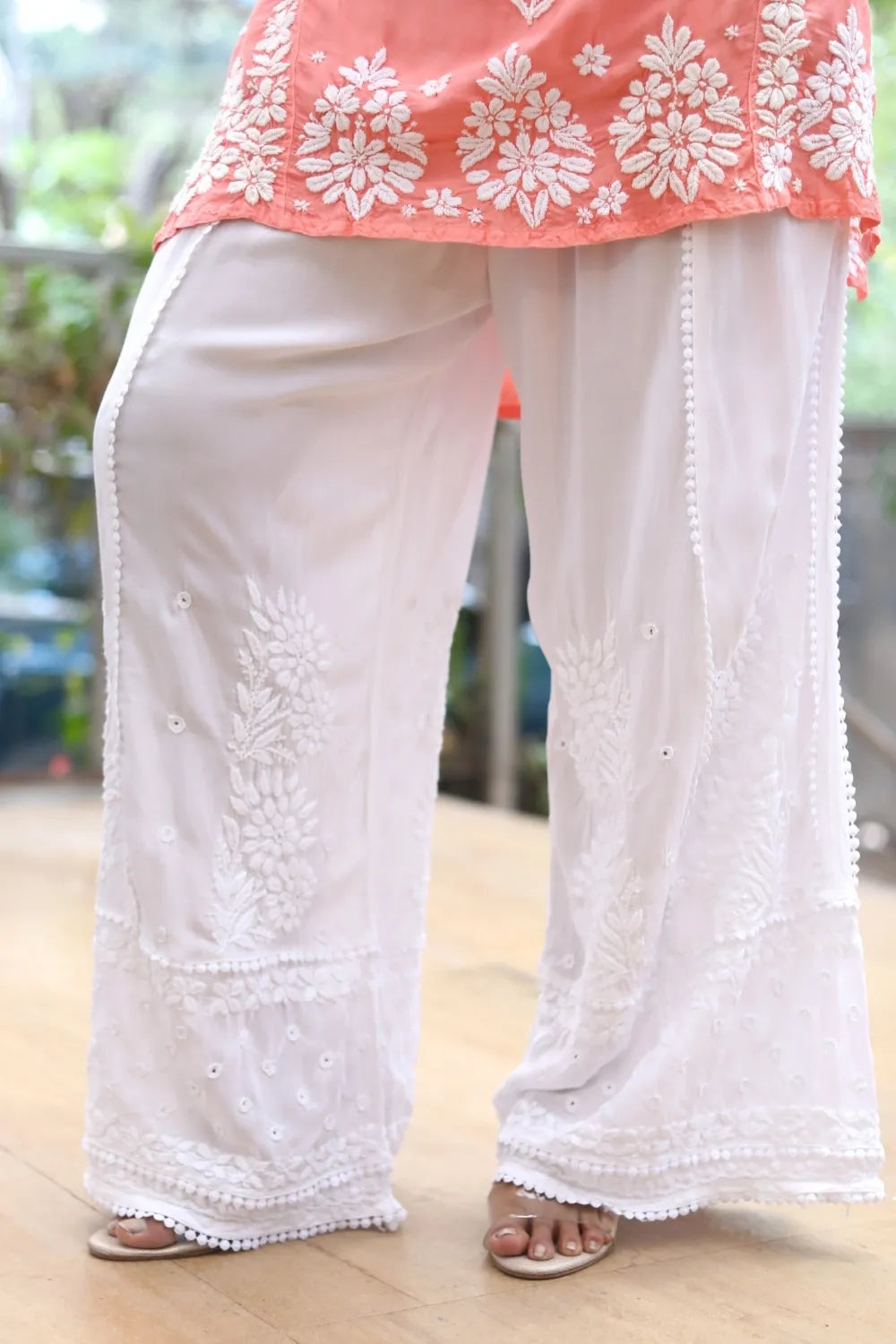 Elena Modal 3D Chikanakri White Palazzo