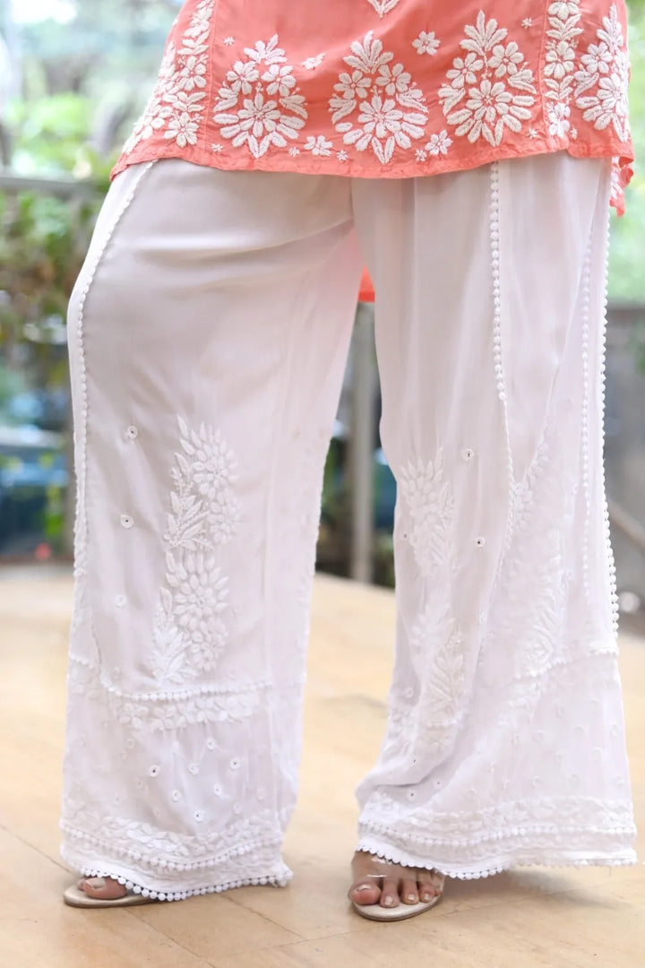 Elena Modal 3D Chikanakri White Palazzo