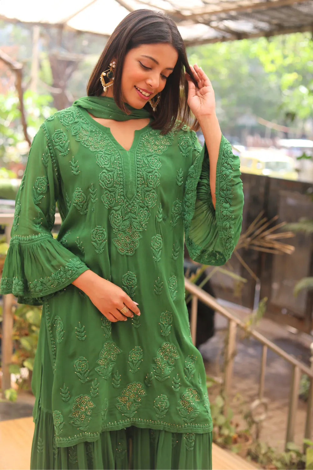 Zeenat Viscose 3D Chikankari Designer Gharara Set With Mukaish