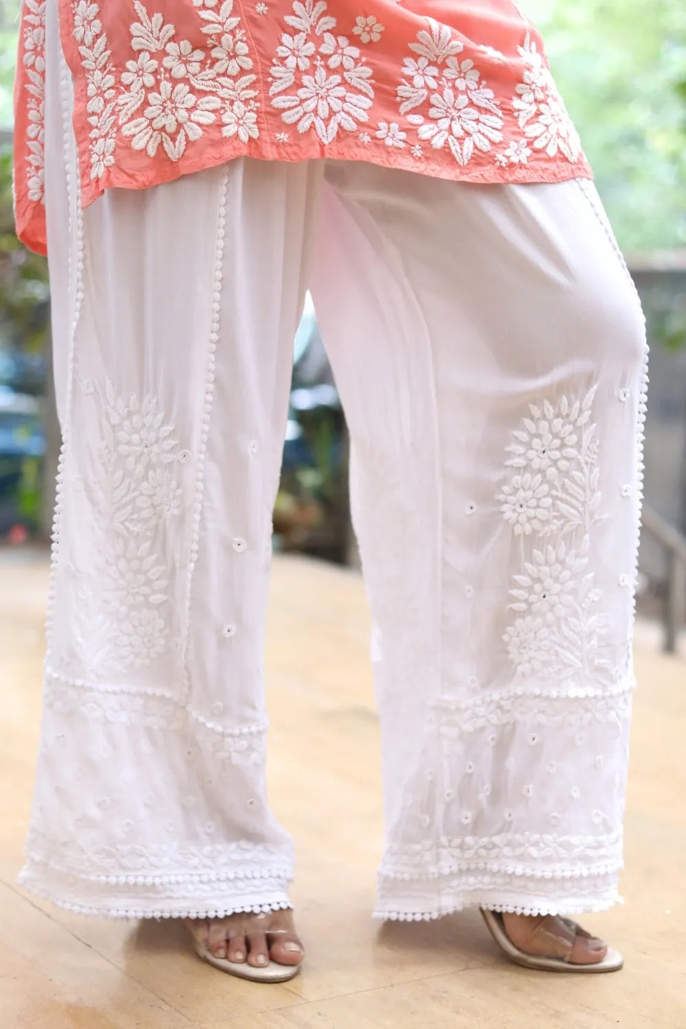 Elena Modal 3D Chikanakri White Palazzo