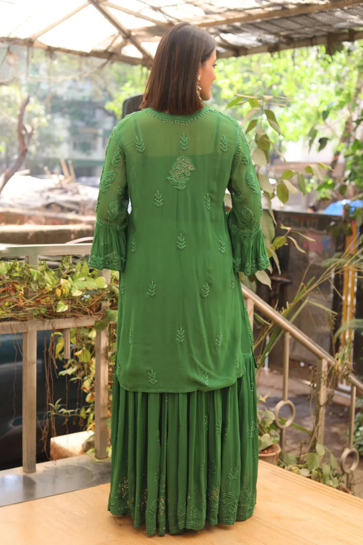 Zeenat Viscose 3D Chikankari Designer Gharara Set With Mukaish