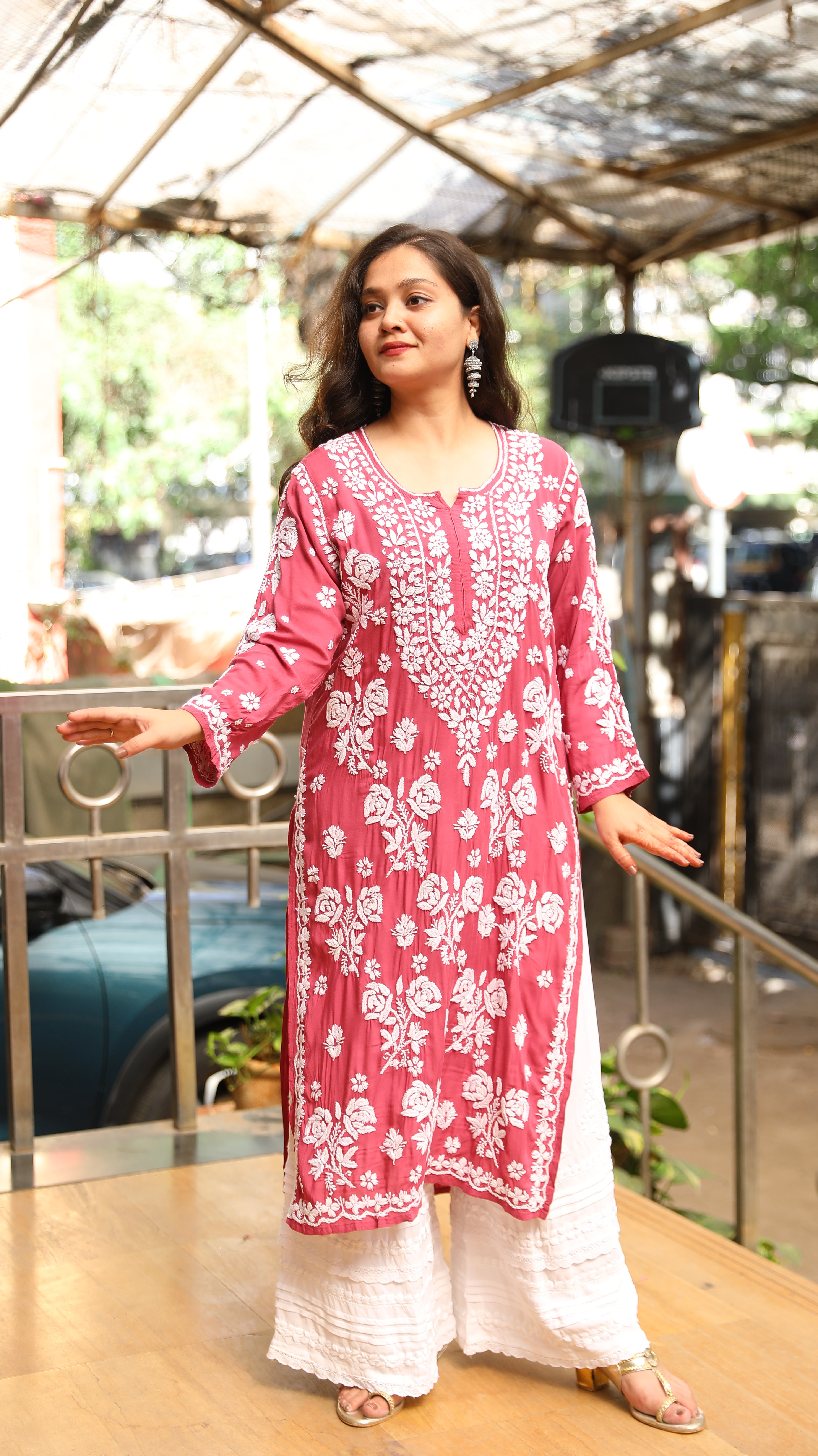 Alia Premium Modal Rose 3D Chikankari Kurti