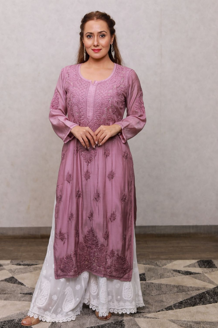 Dina Premium Muslin 3D Chikankari & Mukaish Kurti