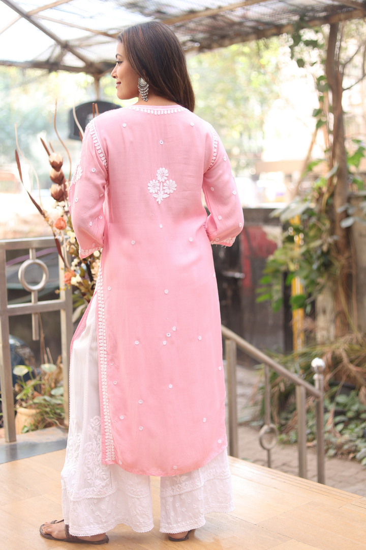 Dima Muslin 3D Chikankari Designer Kurti