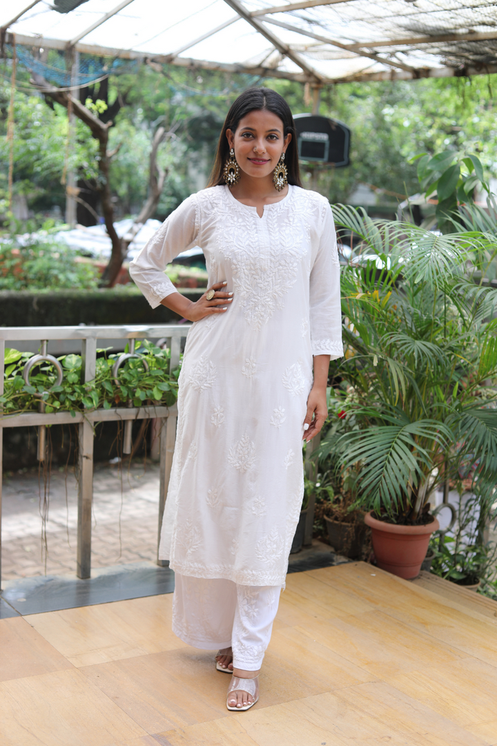 chanderi chikan kurta