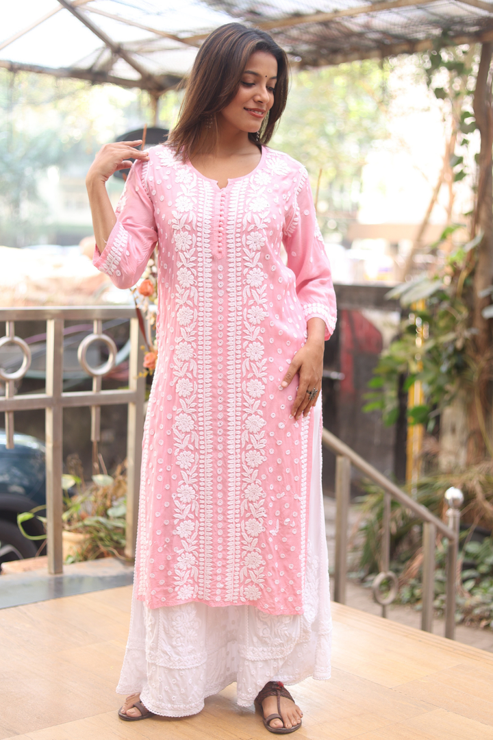 Dima Muslin 3D Chikankari Designer Kurti