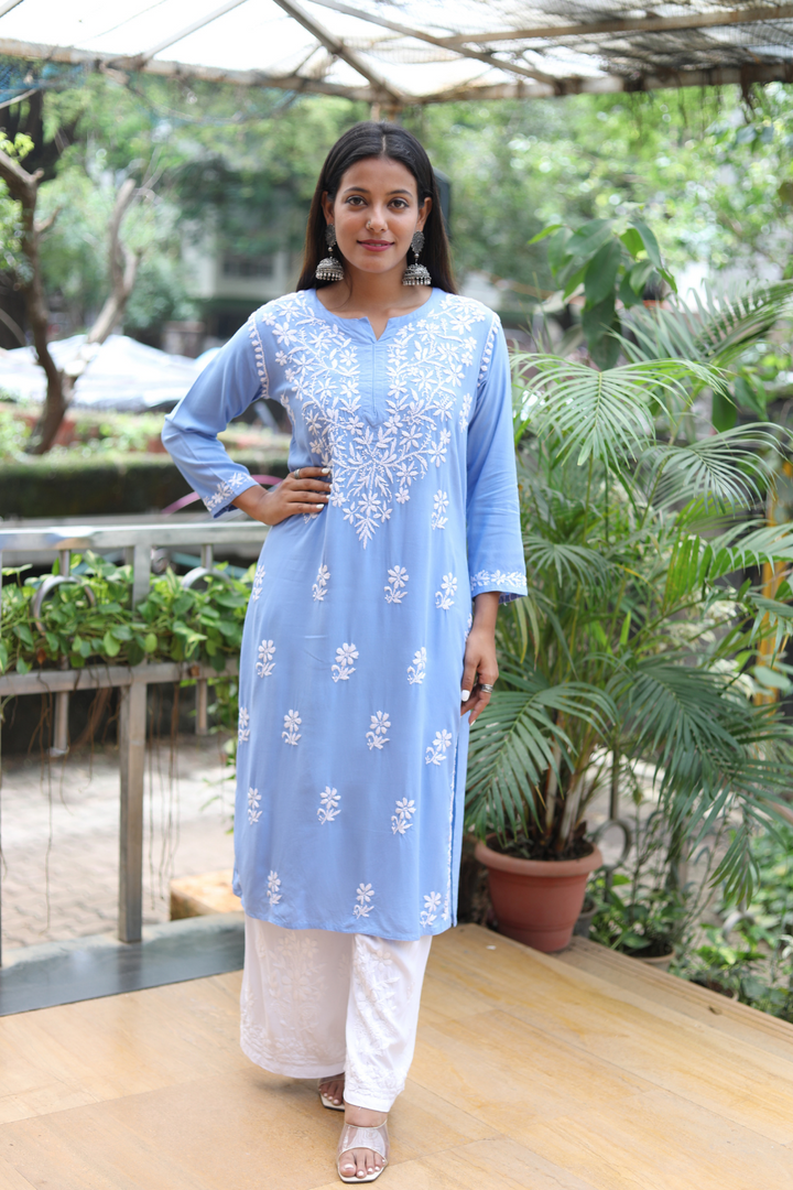 Ekta Rayon Chikankari Long Kurti