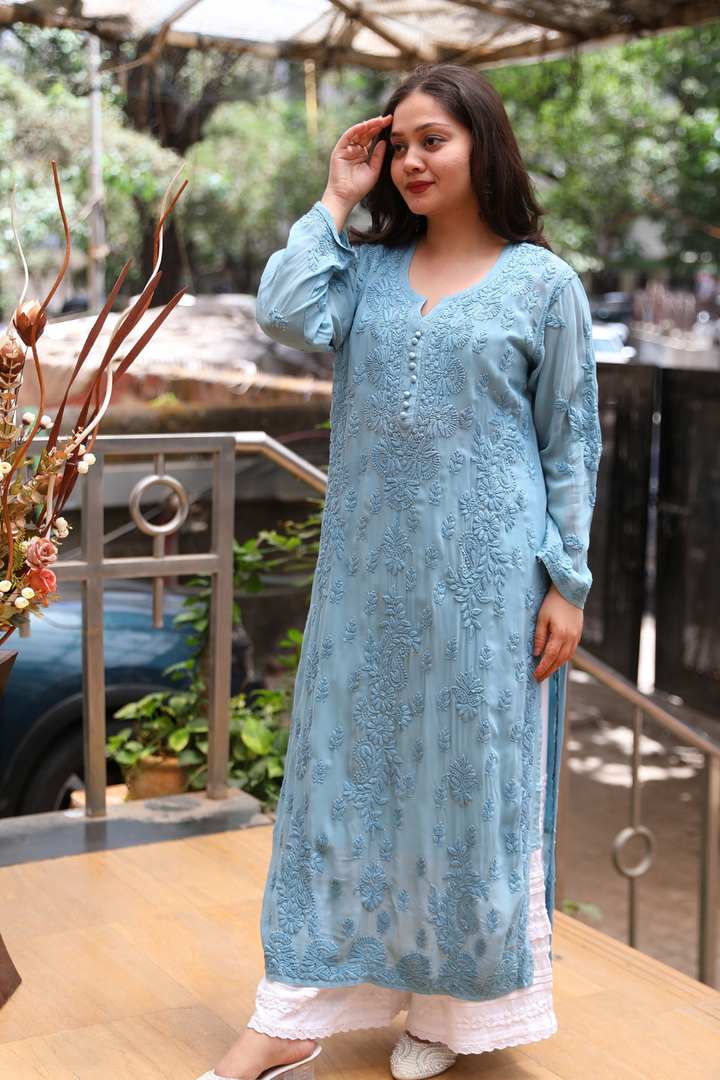 Esra Premium Viscose 3D Chikankari & Mukaish Kurti