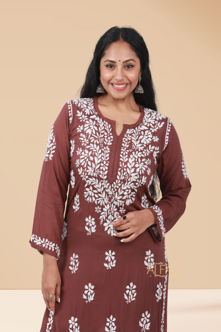 Mehar Modal Chikankari Kurti Palazzo Set | Chikan Kurti Set for Women