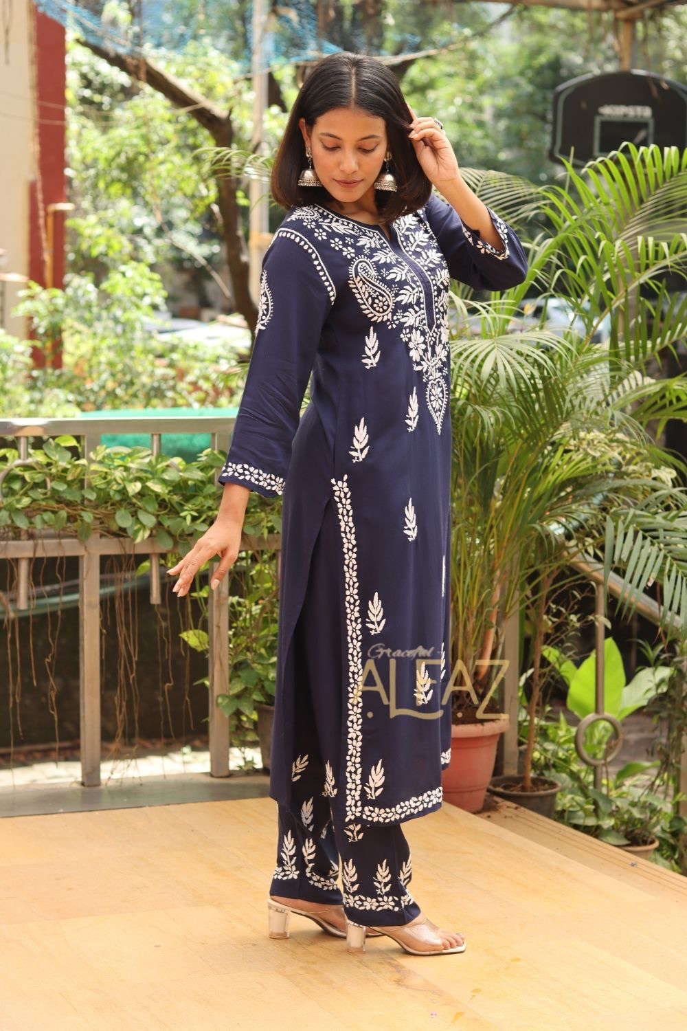 Meera Modal Chikankari Kurti Pant Set