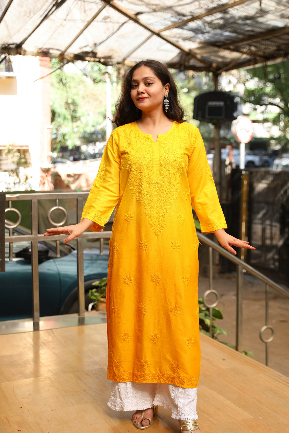 Maysa Chanderi Silk Chikankari Tone To Tone Ombre   Kurti