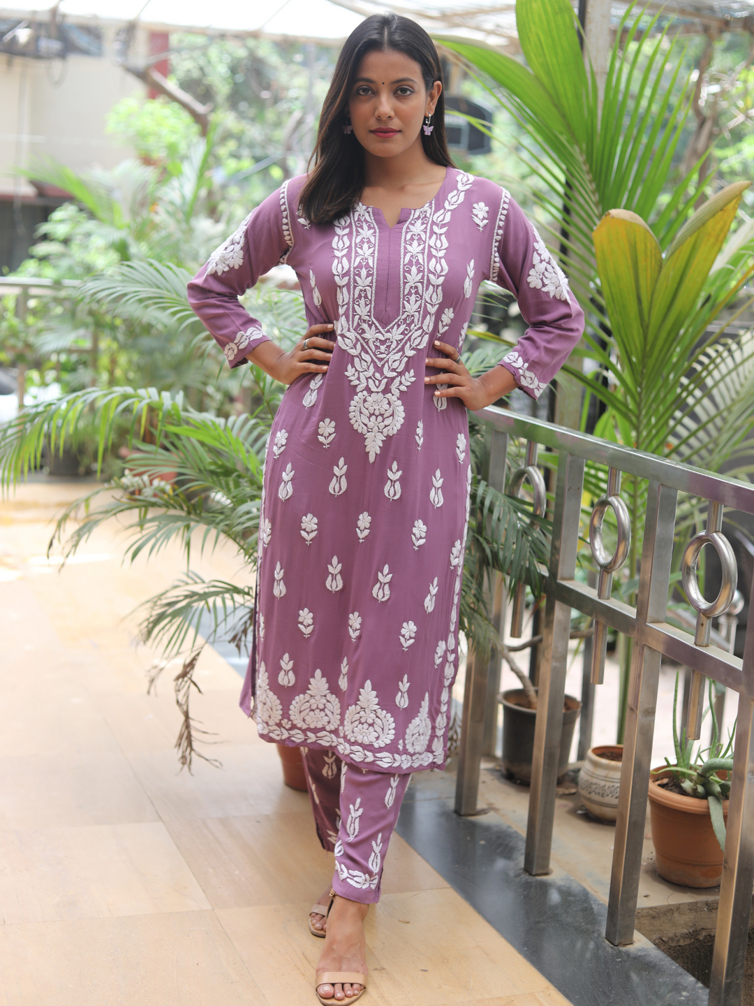 chikan kurti plazo set