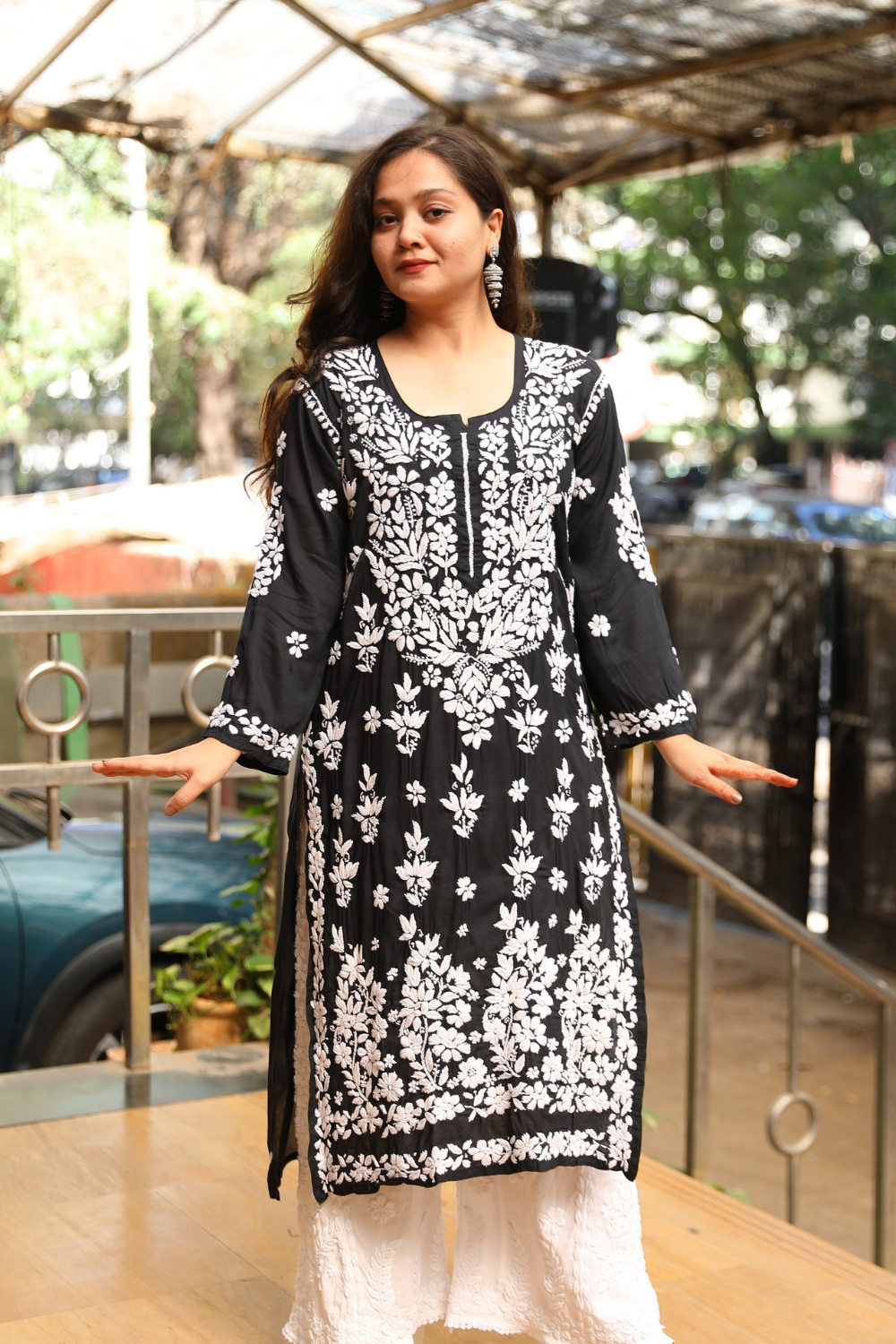 Nadira  Premium Modal Chikankari  3D Long Kurti
