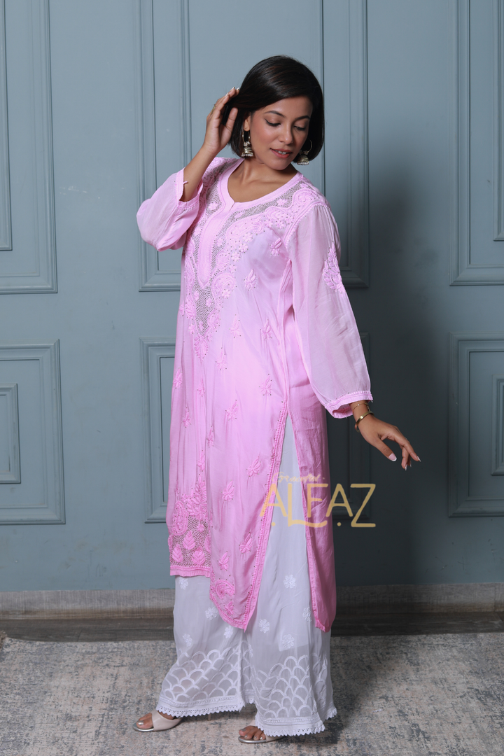 Fazia Premium Muslin 3D Chikankari & Mukaish Plus Size Kurti