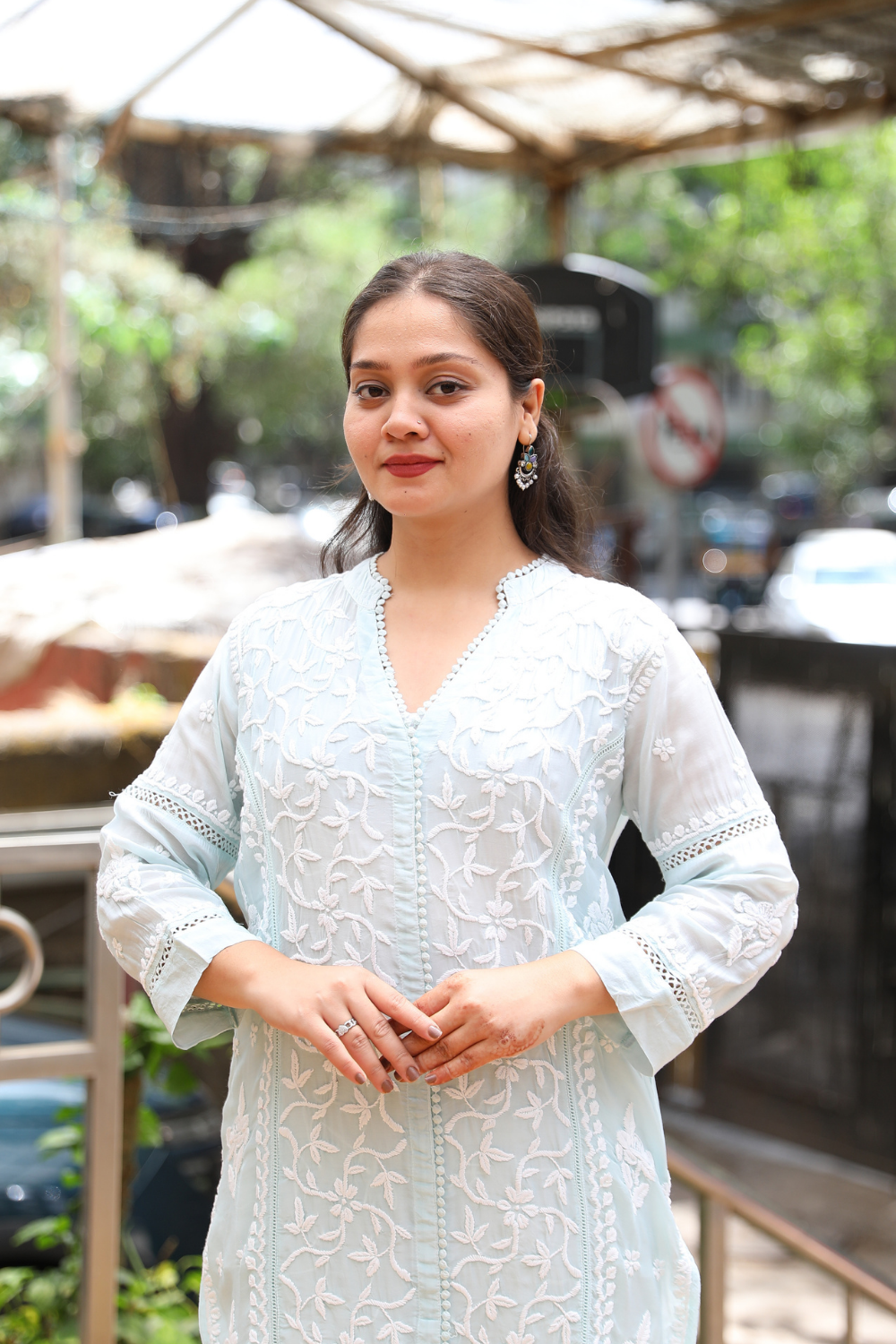 Mehak Premium Muslin 3D Chikankari Ombre Kurti Palazzo Set