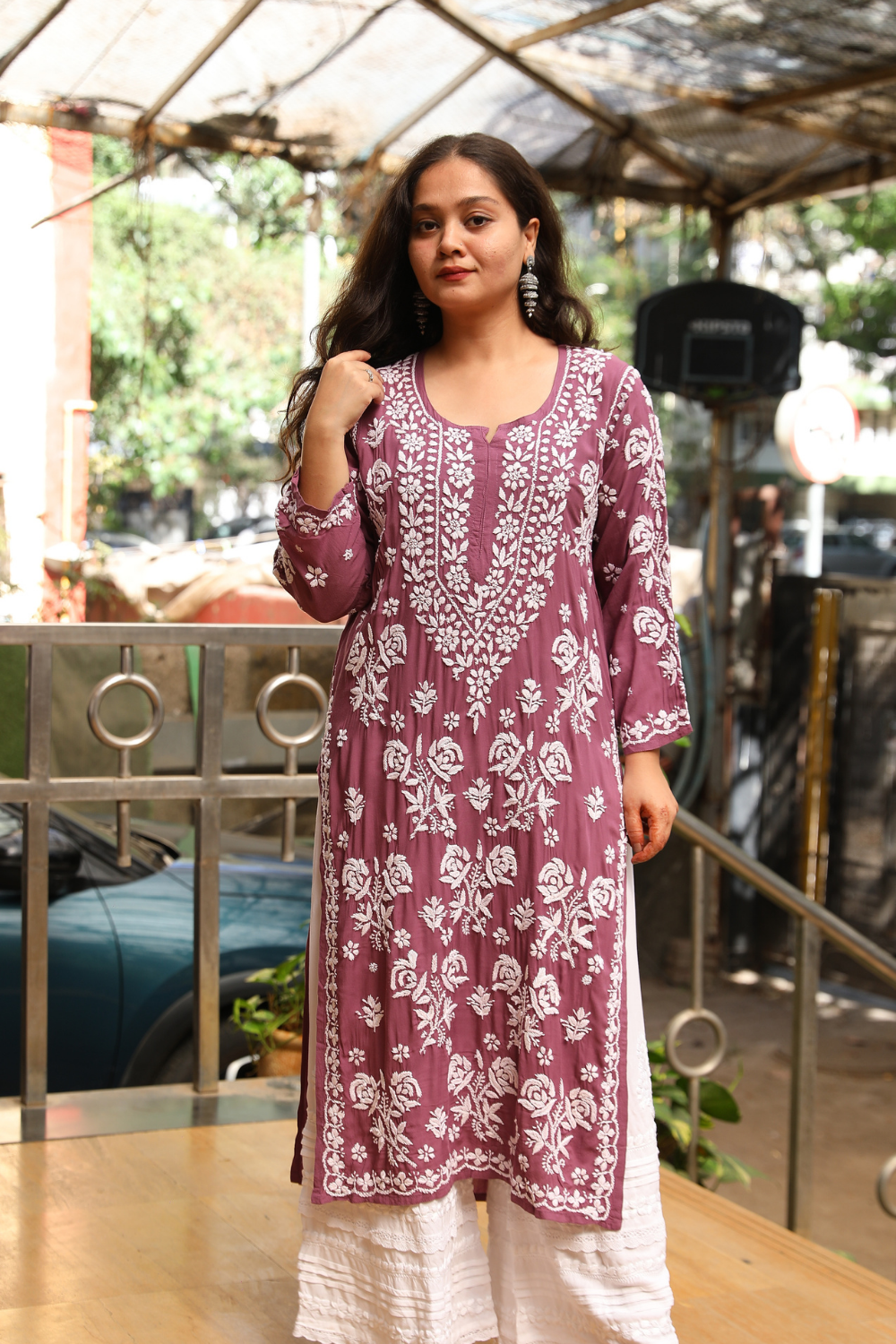 Alia Premium Modal Rose 3D Chikankari Kurti