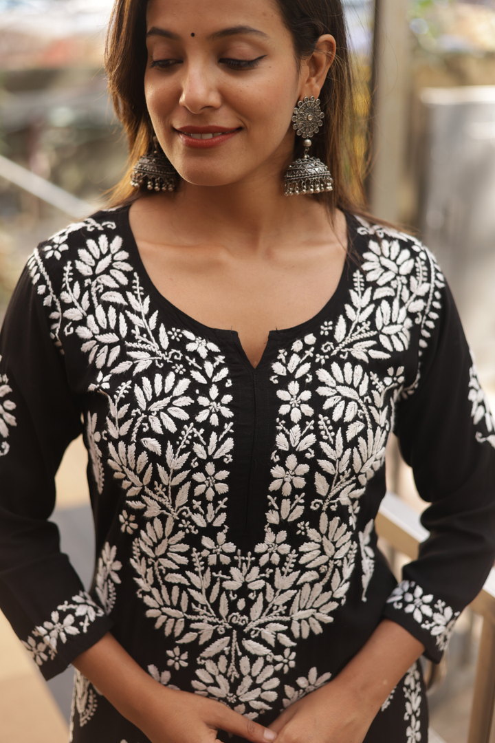 Noura Rayon Chikankari  Kurta Pant set |