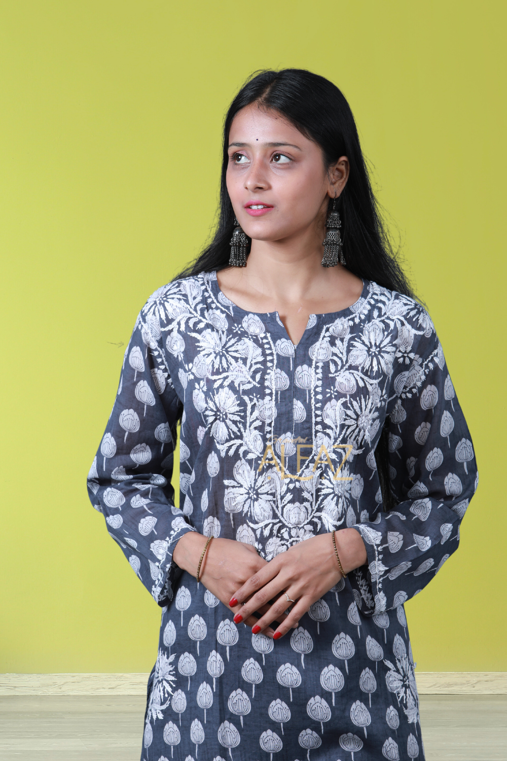 Stylish Short Kurti Chikankari - Maha Mulmul Collection