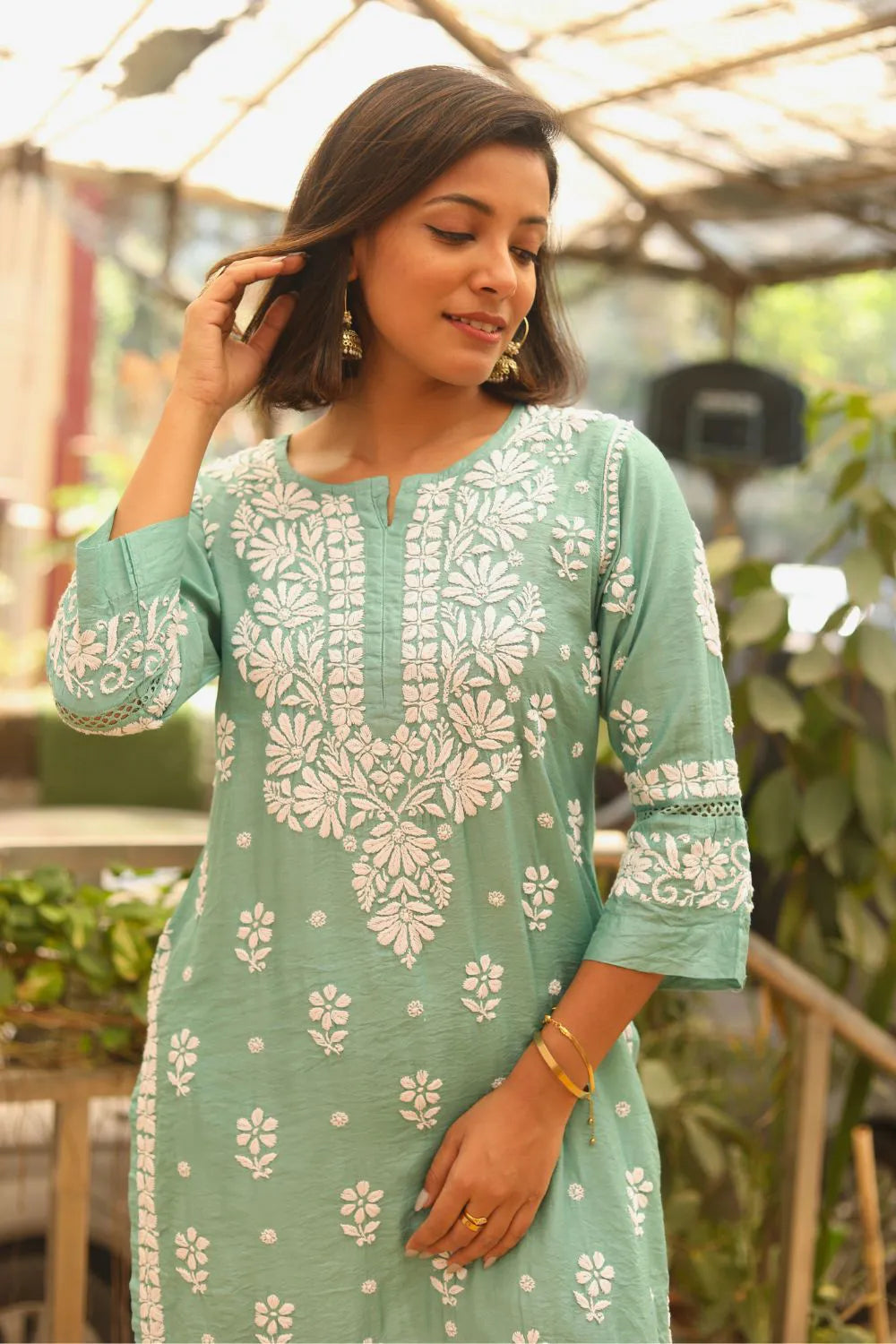 Shahira Chanderi Chikankari Pant Set