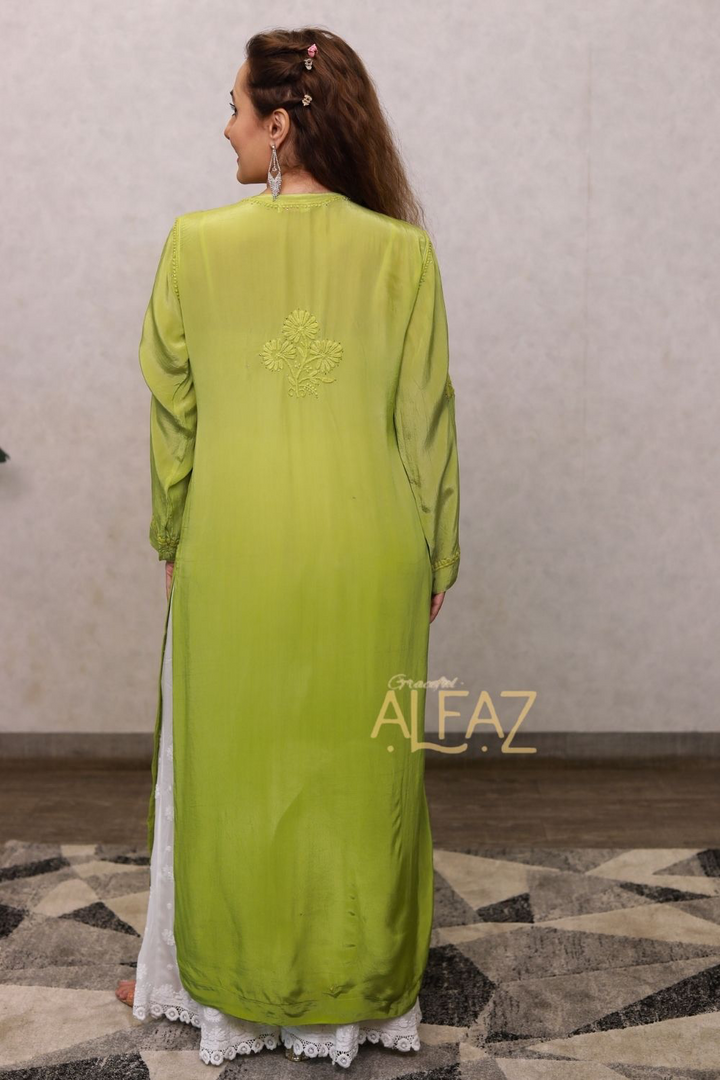 Ameera Premium Crepe Silk 3D Chikankari & Mukaish Plus Size Kurti