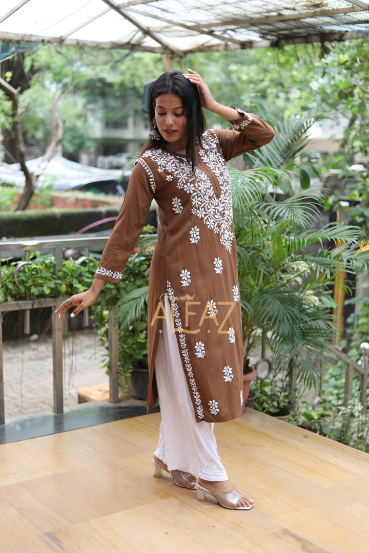 Ekta Rayon Chikankari Long Kurti