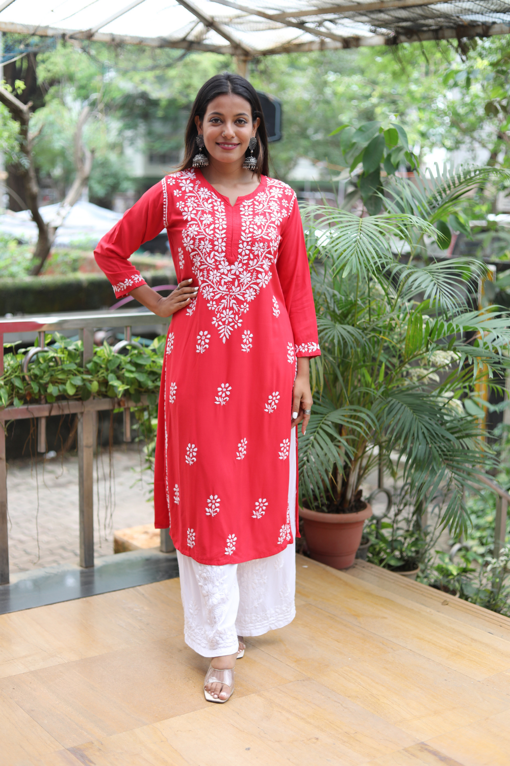 Ekta Rayon Chikankari Long Kurti