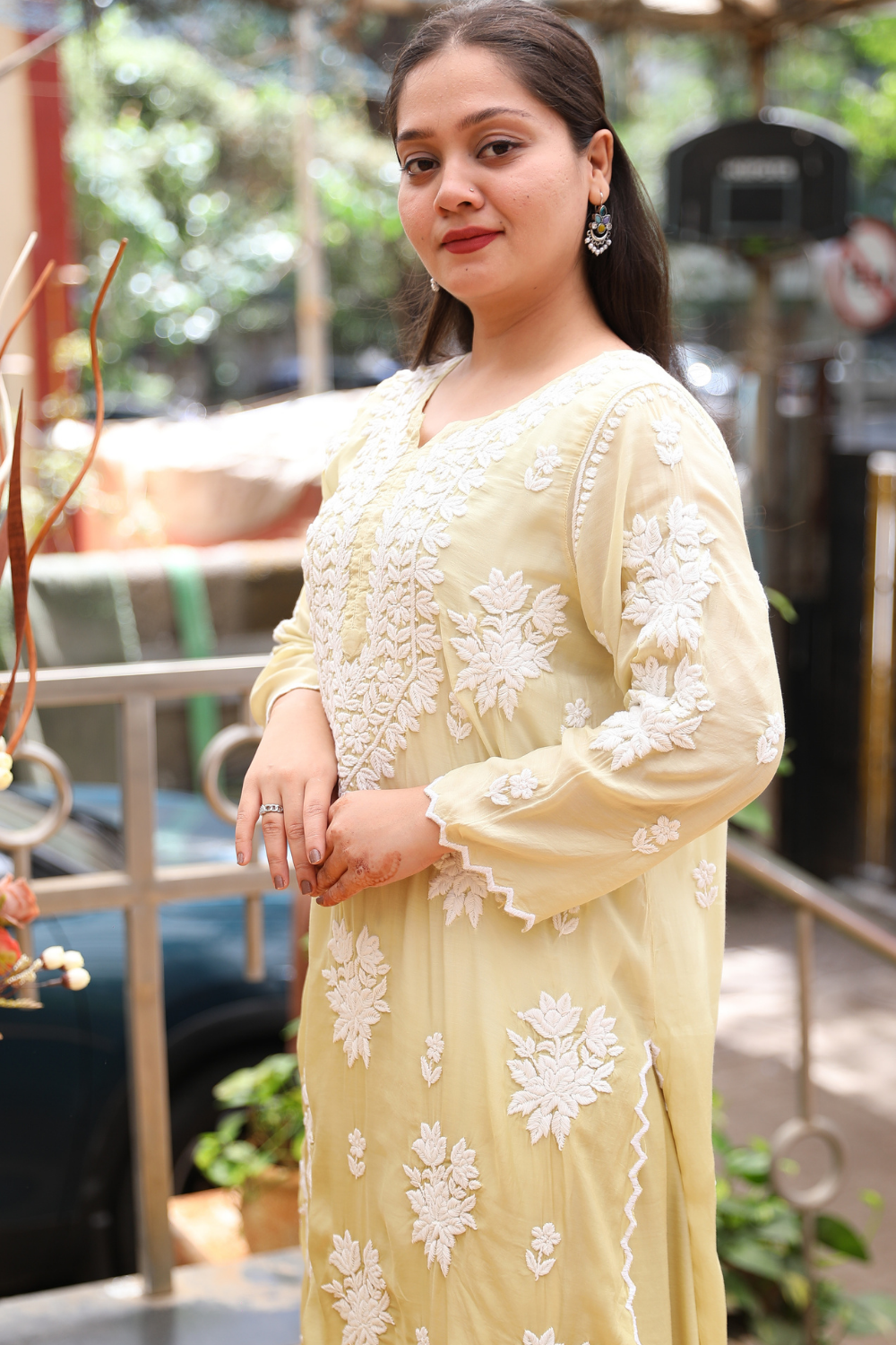 Heer Premium Muslin 3D Chikankari Ombre  Cutwork Kurti Palazzo Set